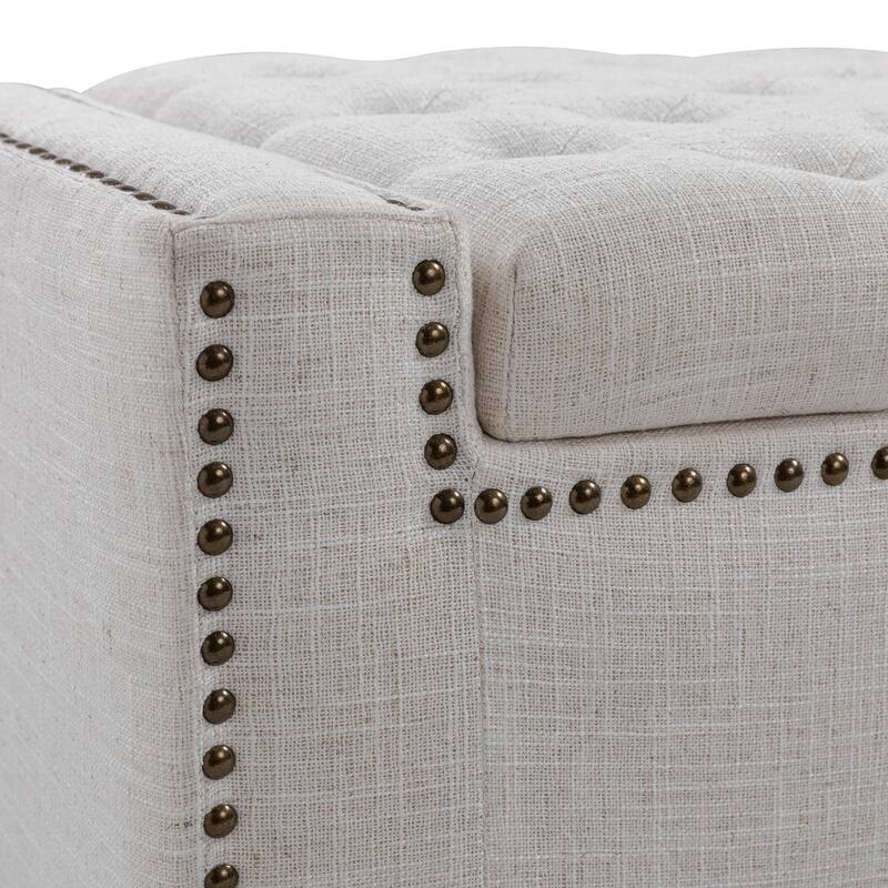 Felix Classic Button-Tufted Storage Bench With Nailhead Trims By HULALA HOME