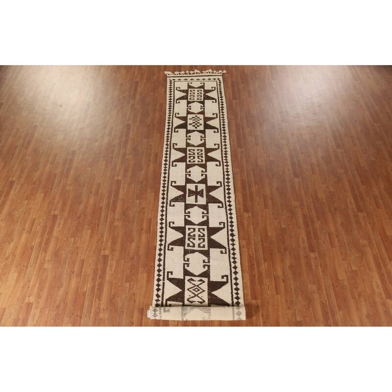 Turkish Anatolian Runner Rug Hand-knotted Natural Dye Wool Carpet - 2'10"x 15'1"