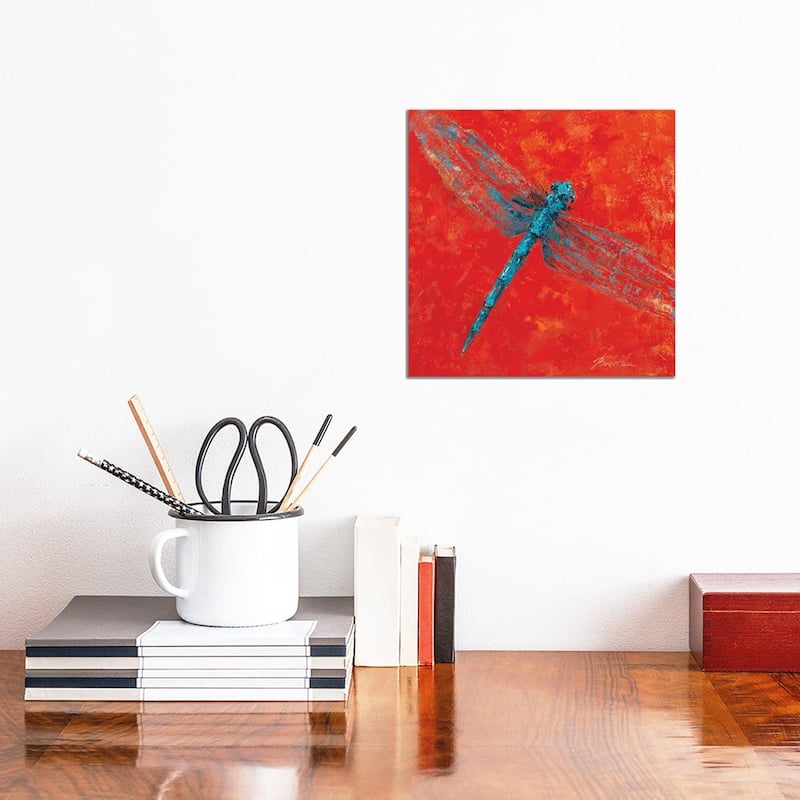iCanvas "Red Dragonfly IV" by Olena Bogatska Canvas Print - 12x12x1.5
