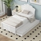 preview thumbnail 15 of 24, Twin Size Solid Pine Wood Platform Kids Bed Frame with Headboard & Twin Size Trundle for Bedroom, Easy Assembly, Cappuccino