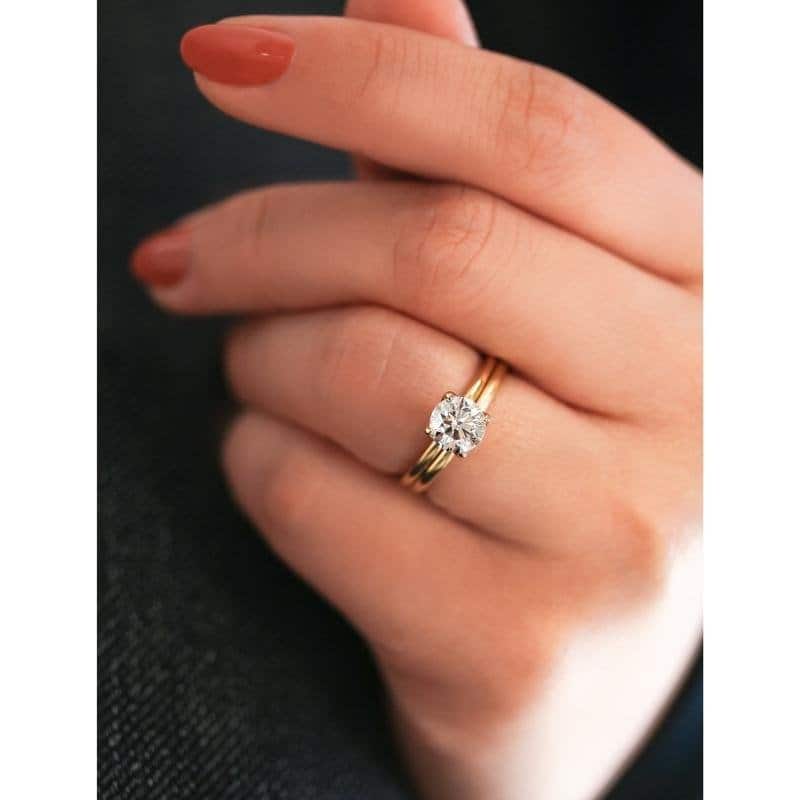 Annello by Kobelli 14k Gold 1ct Round Certified Lab Grown Diamond Floating Tulip Solitaire Bridal Set (IJ/SI)