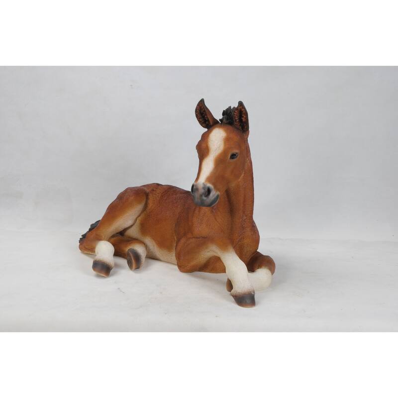 Horse Colt Laying Down Outdoor Garden Statue - 23.5"