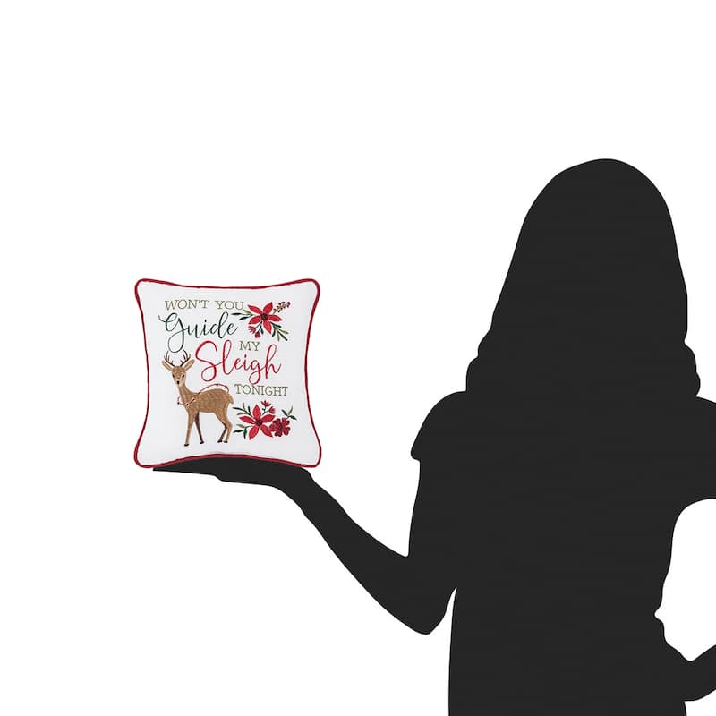 Guide My Sleigh Small Christmas Accent Pillow, 10" x 10"