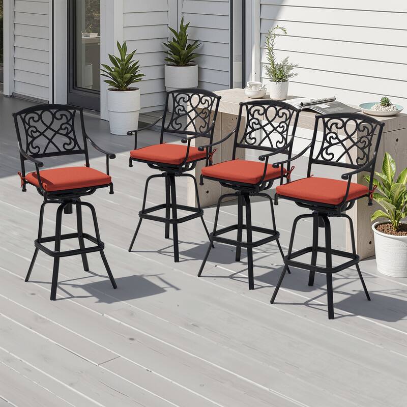 Crestlive Outdoor Patio Bar Height Swivel Bar Stool with Sunbrella Cushion