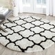 preview thumbnail 59 of 62, SAFAVIEH Handmade Barcelona Shag Attie Polyester Rug 5' Round - Ivory/Black - Round