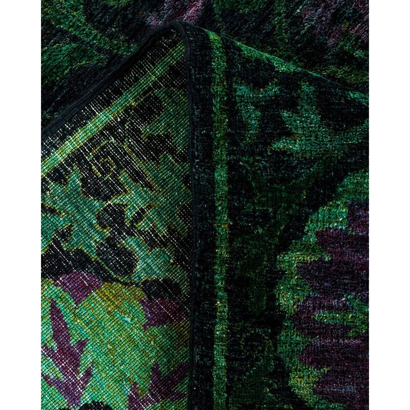 Overton Hand Knotted Wool Vintage Inspired Modern Contemporary Overdyed Black Area Rug - 8' 3" x 10' 4"