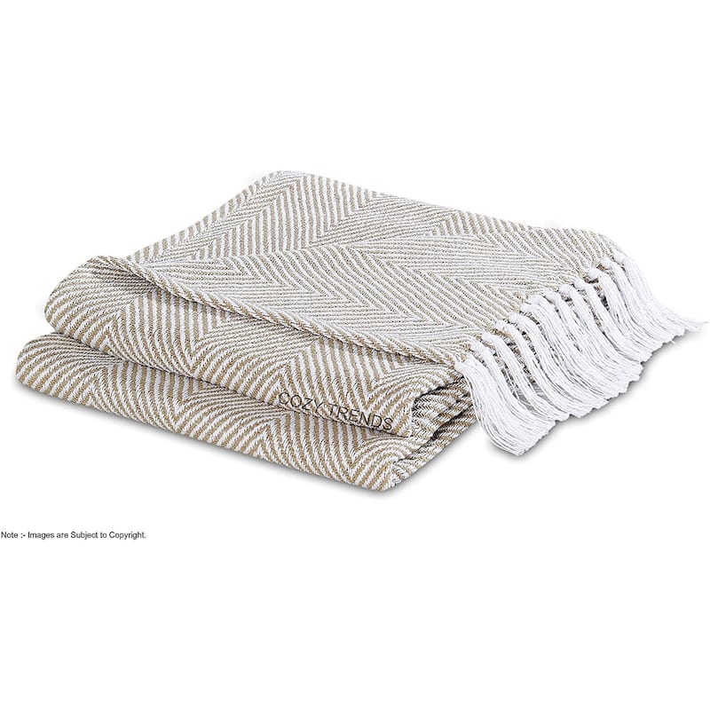 Cozy Cotton Elegance: Handmade 50''x60'' Throw Blankets (Set of 2) with Tassels