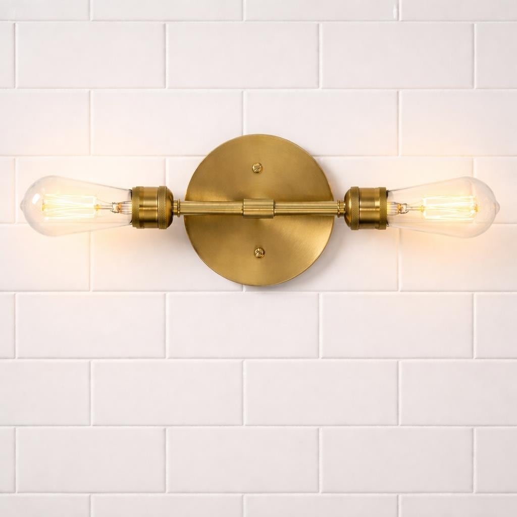 Tonula Double-Light Wall Sconce with Satin Brass Finish