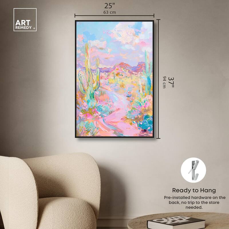 Pink and Teal Landscape Canvas by Art Remedy