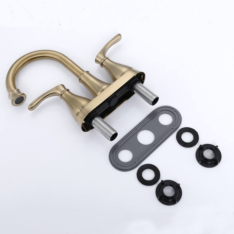 Brushed Gold 2-handle Bathroom Sink Faucet with Drain