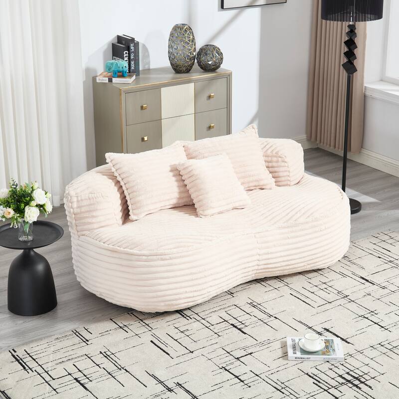 Roomfitters High Back Bean Bag Chair, Soft Lazy Sofa Lounger for Adults and Teens, Indoor and Outdoor Floor Couch - Beige