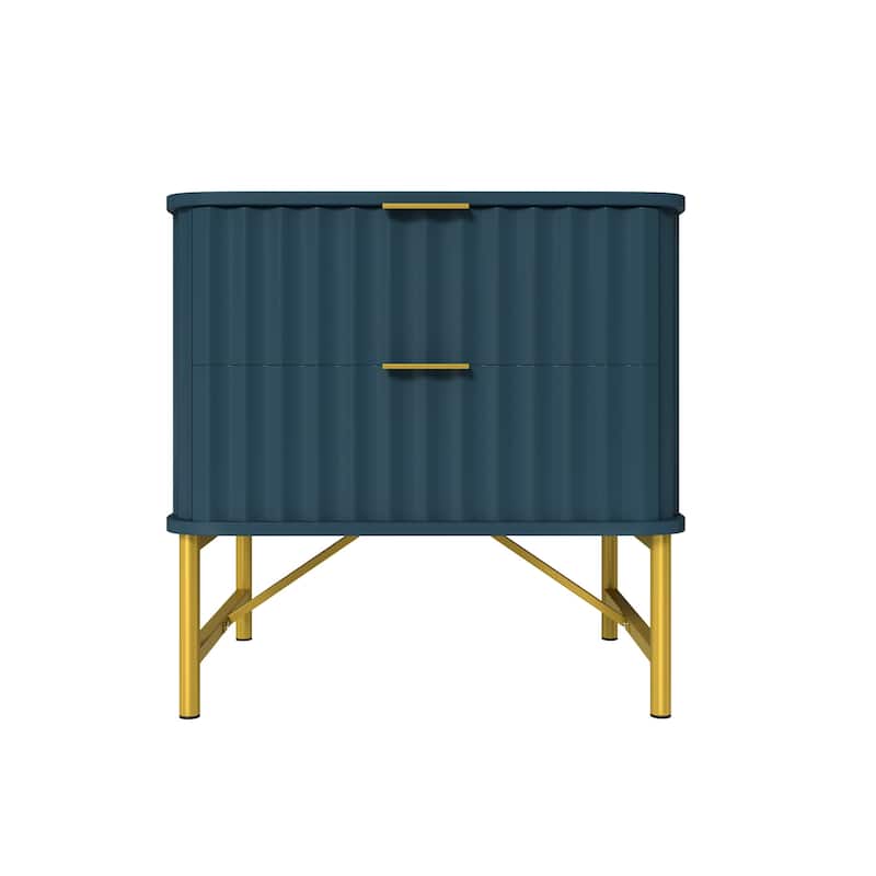 Clihome Modern MDF 2-Drawer Nightstand for Bedroom