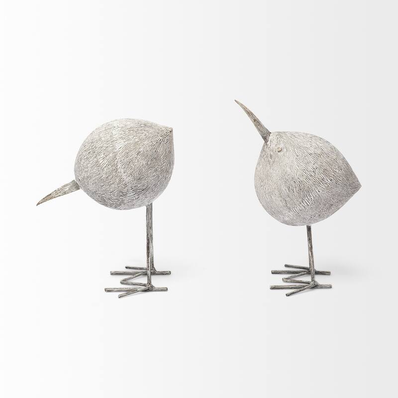 HomeRoots 7" Off White Resin And Metal Snipe Bird Tabletop Sculpture - 6" W x 6" D x 7" H