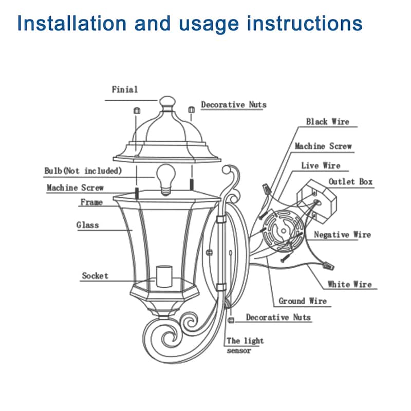 Outdoor Black Waterproof Glass Retro Wall Lamp