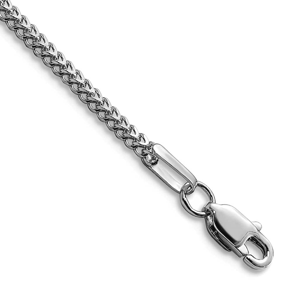 Curata 14k White Gold 7" or 8" Franco Chain Bracelet - 0.9mm 1mm 1.3mm