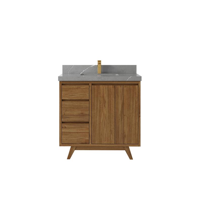 Willow Collections 36 in. W x 22 in. D Madison Teak Center Sink Bathroom Vanity with Countertop