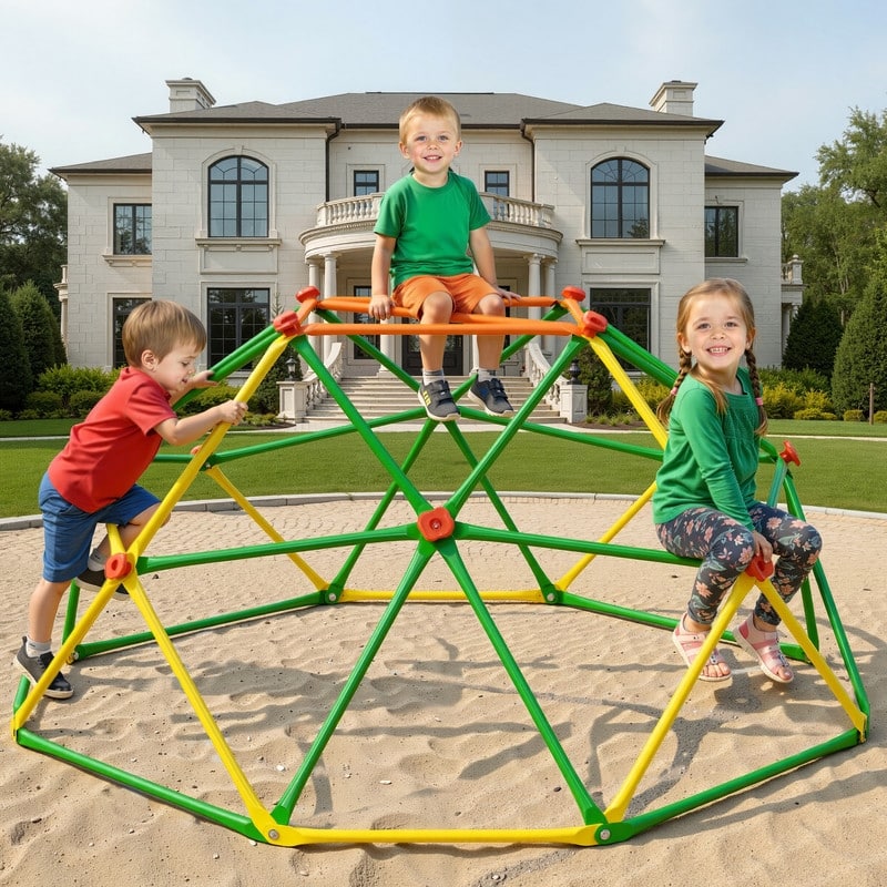 6FT Geometric Climbing Dome Climber Playground for Kids 3-10, Climbing Toys for Kids - N/A