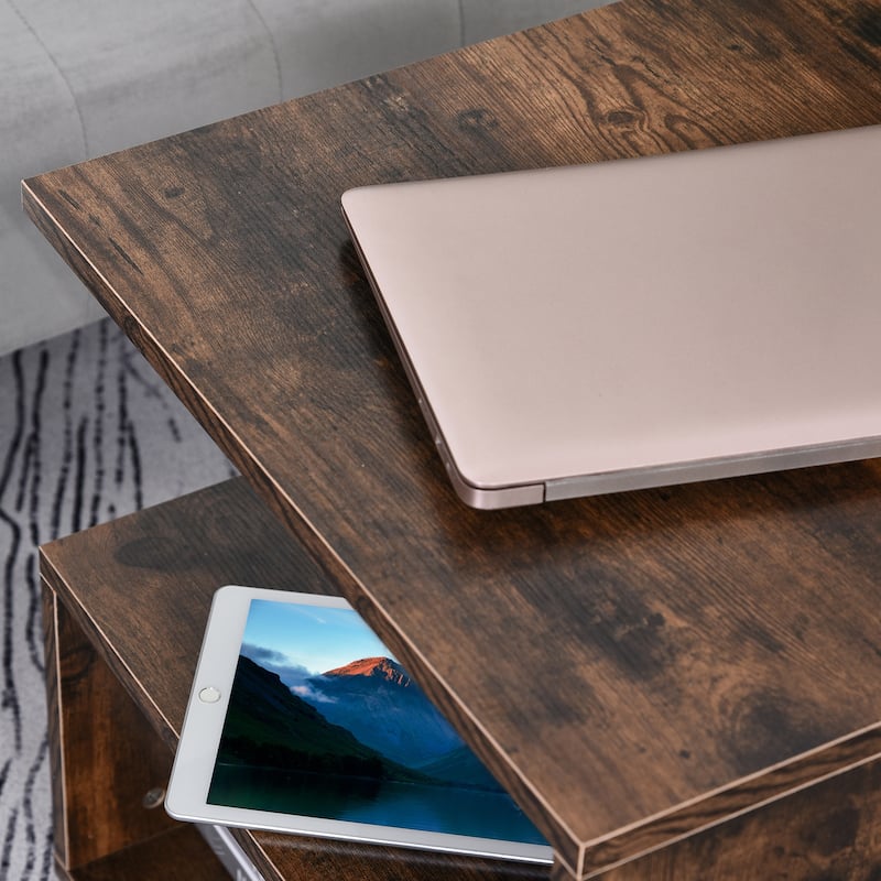 HOMCOM 20" Chic Designer S-Shaped Multi-Level Accent End Table Shelf with Steel Poles, White