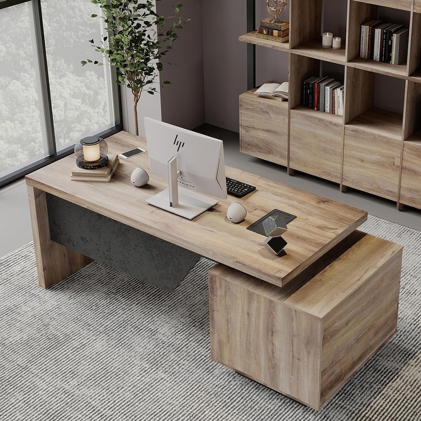 62.99/70.87inch Modern Width Adjustable Executive Desk with