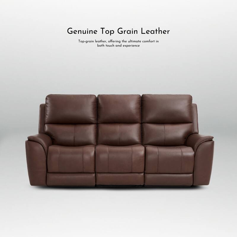 86.5" W Premium Genuine Leather Triple-Power Sofa with Zero Gravity, Ajustable Headrest