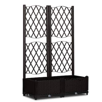Outdoor Wicker Trellis Planter with Drainage Holes
