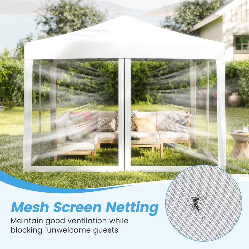 Gymax 10 FT x 10 FT Pop-Up Canopy Tent w/ Mesh Netting Carry Bag 8
