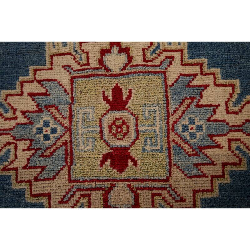 Blue Kazak Accent Rug Hand-Knotted Wool Carpet - 3'10" x 6'3"