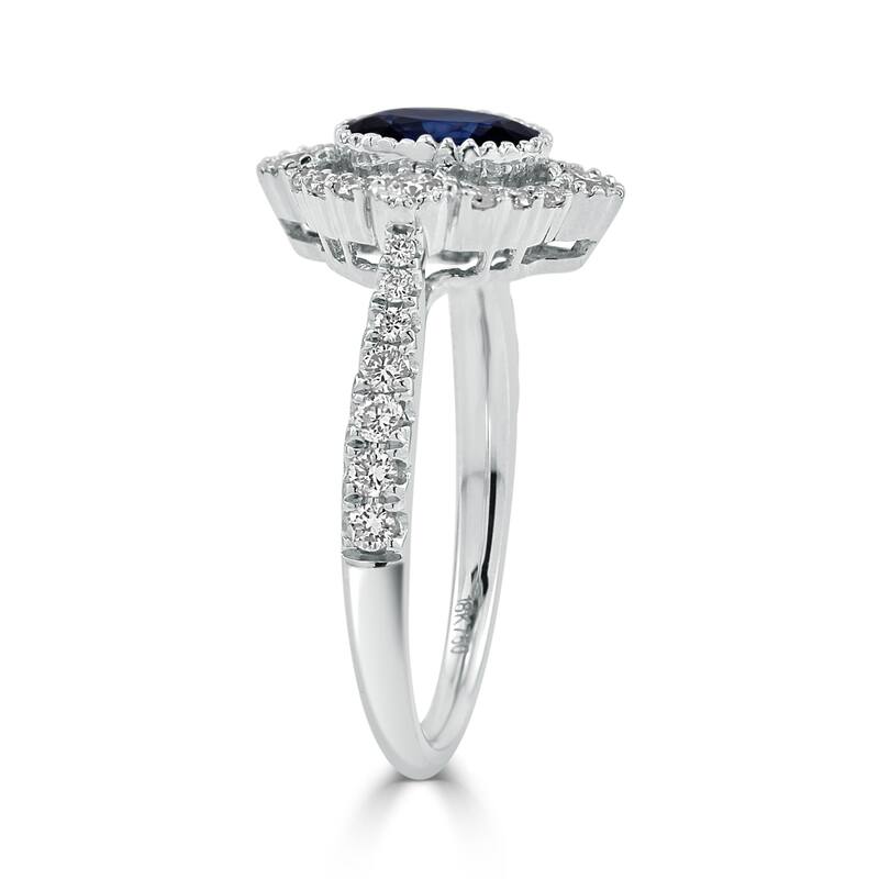 Auriya 18k Gold 9/10ct Oval Sapphire Halo Diamond Engagement Ring 1/2ct TDW