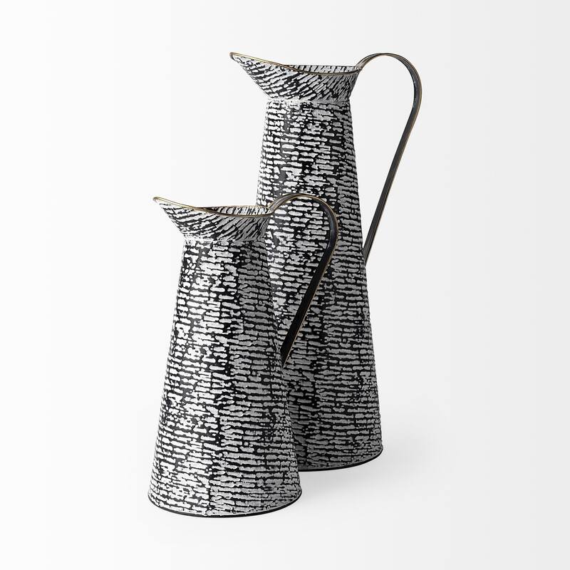 Colette Small Black & White Metal Patterned Vase