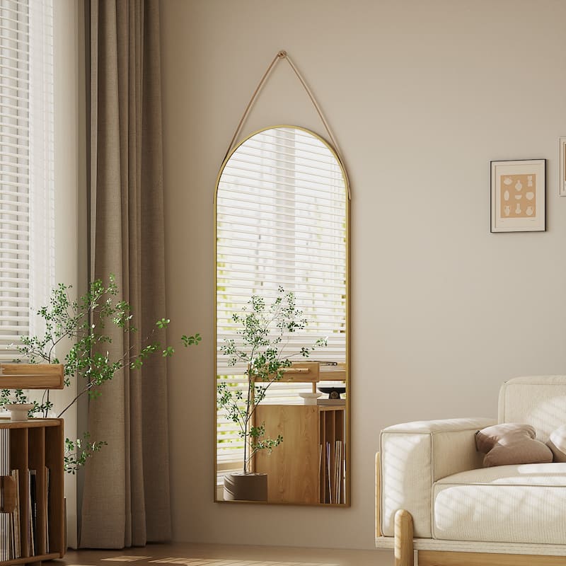 48 x 16 Full Length Hanging Wall Mirror with Leather Strap