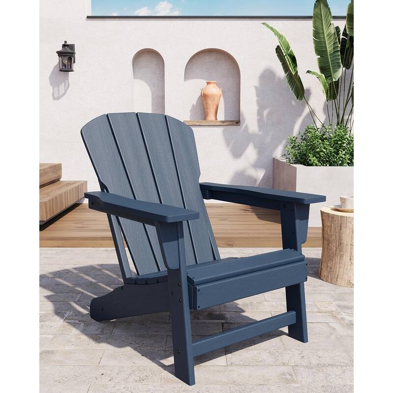 Folding Adirondack Chairs Set Of 1 HDPE Plastic Outdoor Chairs - Almond
