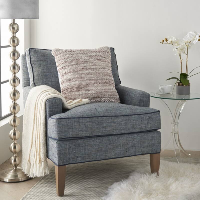 Petite Taupe and Striped Throw Pillow