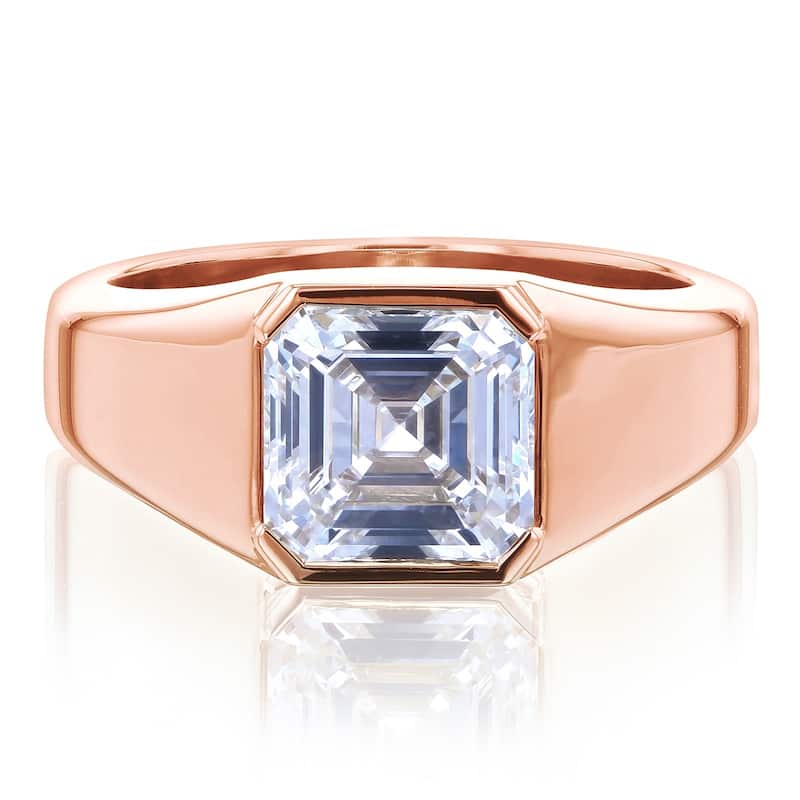 Kobelli 4 Carats Asscher Diamond 14k Solid White Gold Lab Grown Solitaire Sidney Engagement Ring (EF/VS, Certified) - 10.5 - Rose