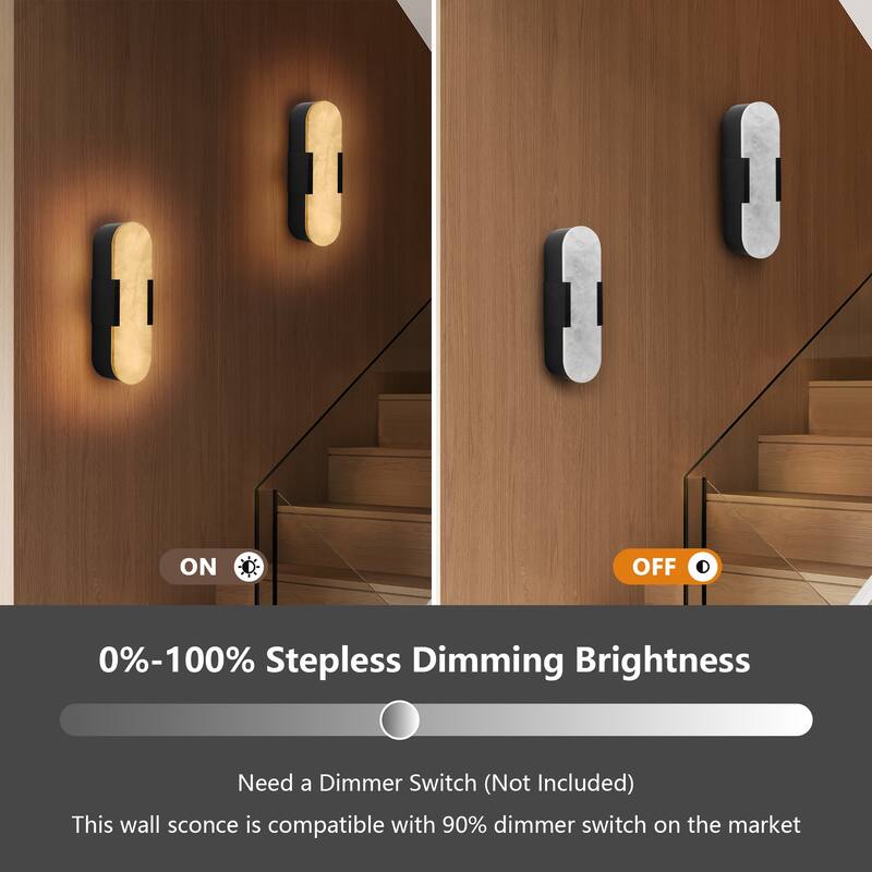 Set of 2 13.8" Natural Marble Wall Sconces