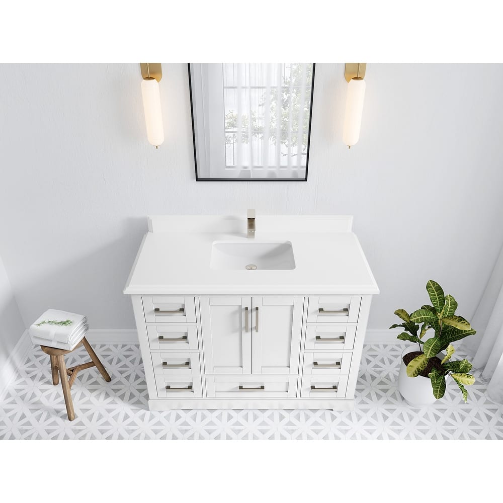 Willow Collection 48 in W x 22 in D x 36 in H Boston Single Bowl Sink Bathroom Vanity with Countertop