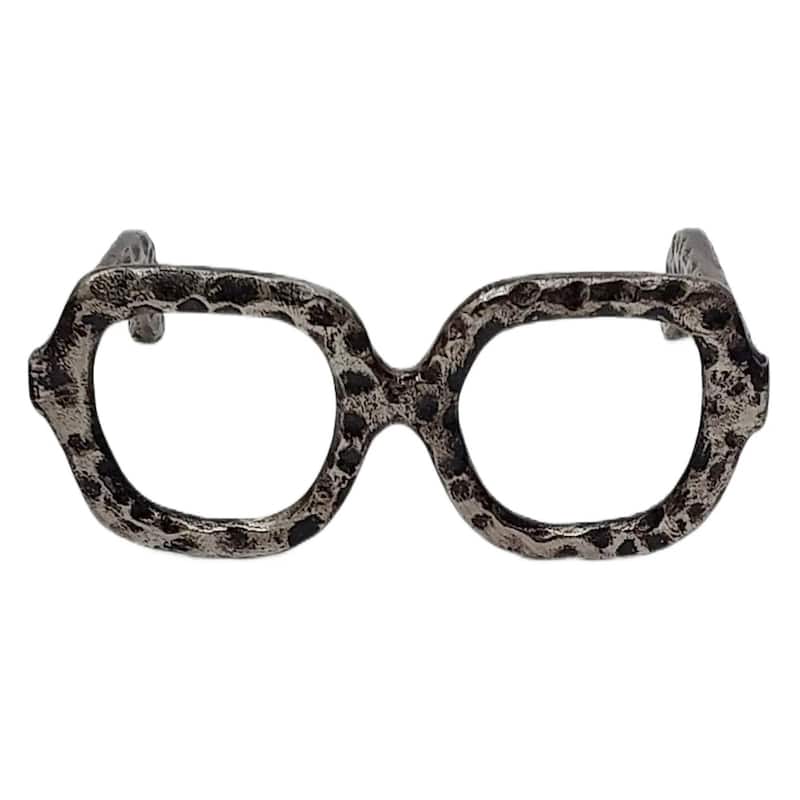 Metal Decorative Object Eyewear-Shaped Sculpture with Textured Design
