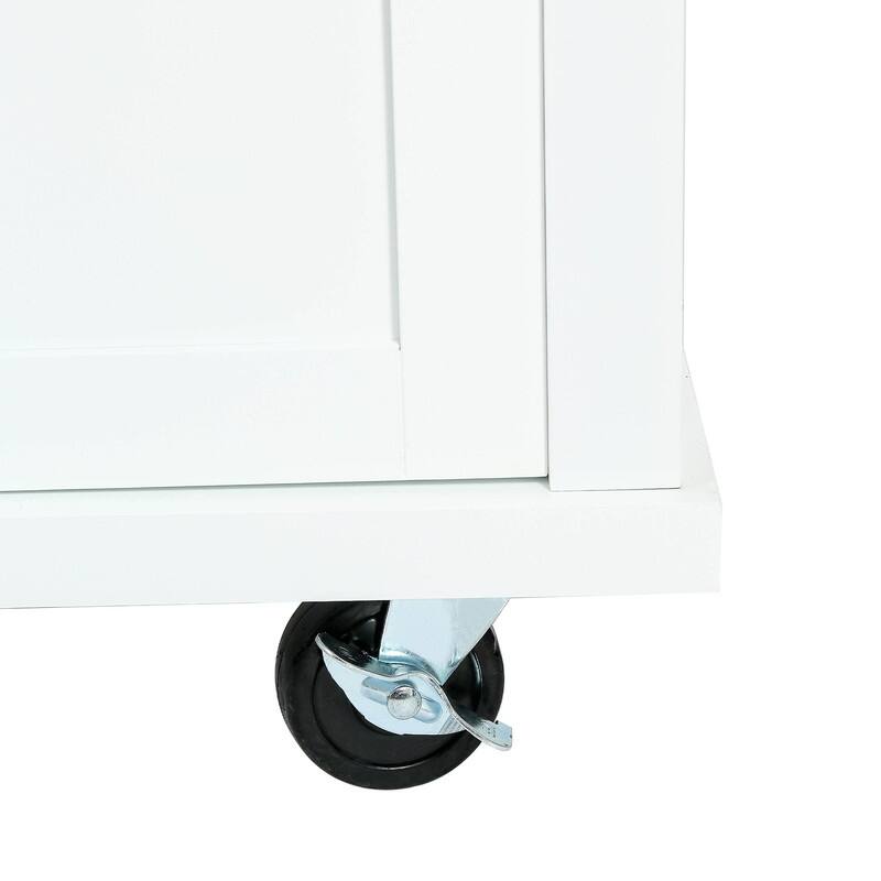 Rolling Kitchen Island Cart with Drop-Leaf Countertop, Kitchen Island on 5 Wheels with Cabinet and 3 Drawers for Dining Room