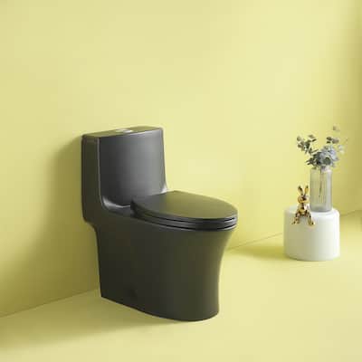 Dual Flush 1-Piece Elongated Toilet with Soft-Close Seat