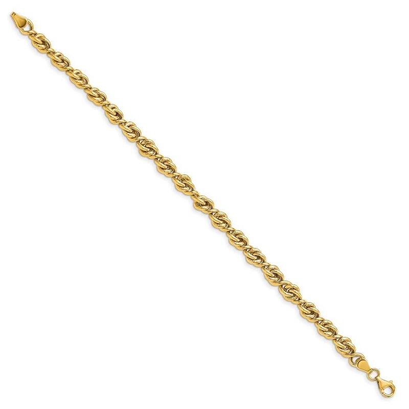 Curata 6mm 14k Gold Polished Fancy Link Bracelet 7.5 Inch