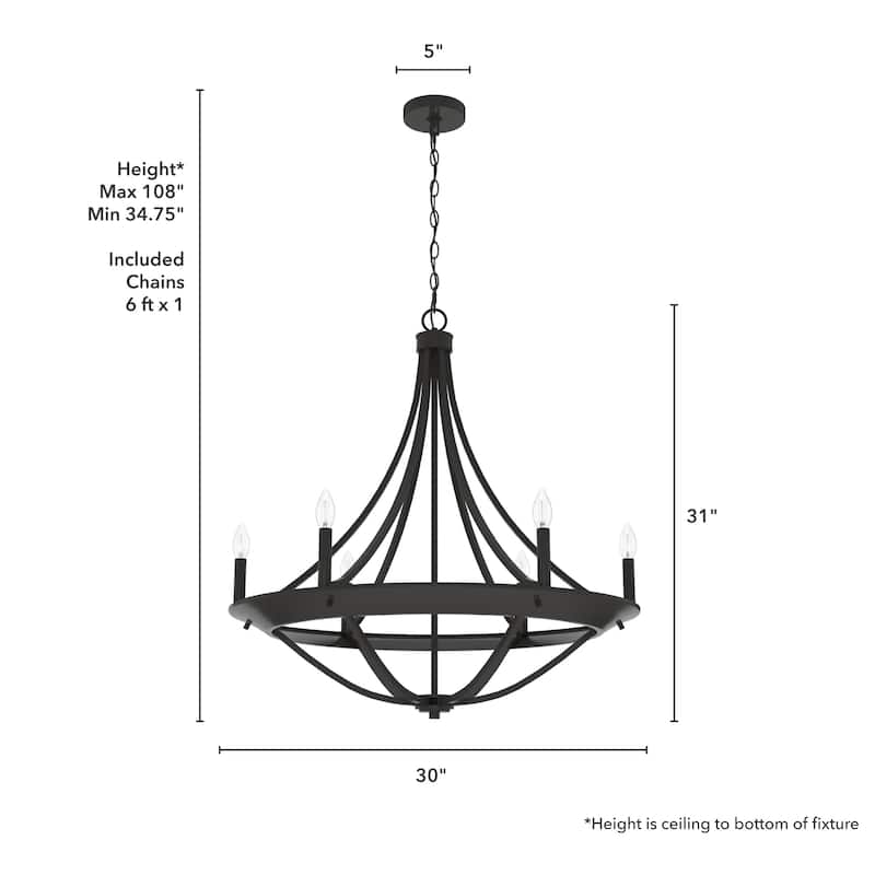Hunter Perch Point Chandelier, Wheel, Candle, Dining Room, Entry, Modern Rustic, Industrial