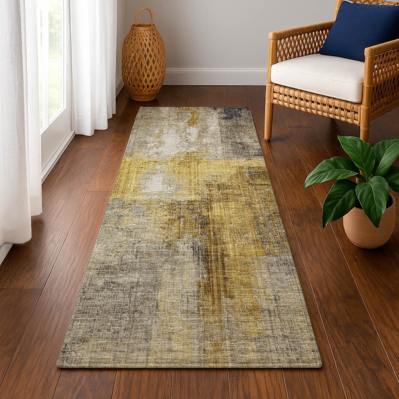 Premium Washable Super Soft Abstract Glam Mayfield Rug - Granite - 2'3" x 7'6"