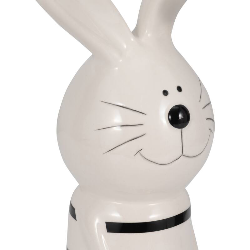 Sagebrook Home Lines Bunny With Gold Heart, White/Black