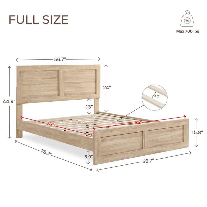 Spruce & Spring Scout 3-Piece Solid Wood Bed Set with Platform Bed Frame and 2 Nightstands