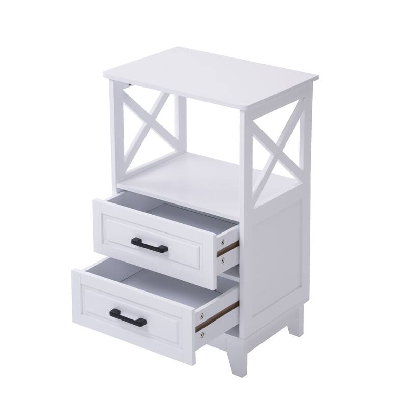Royalcraft's 2-Drawer White Wooden Nightstands Storage Cabinet