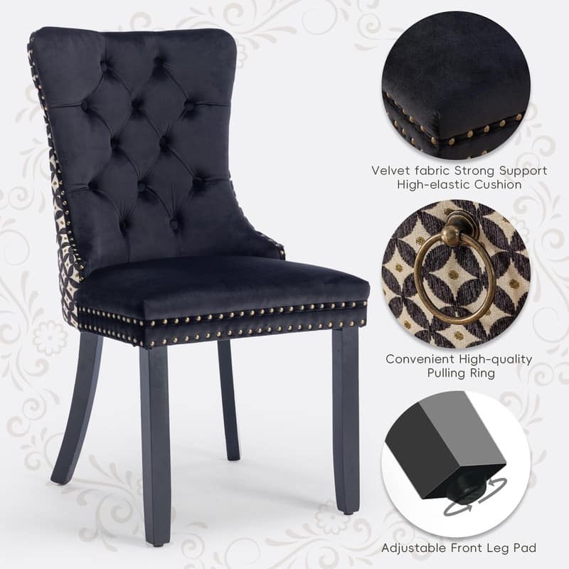 Tufted Naliheads Solid Wood Upholstered Dining Chairs (Set of 8)