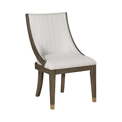 Greta Armchair Set of 2, Semi Deconstructed Gold Metal, Beige Fabric