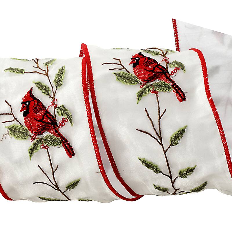 4"X5Y Sheer Cardinal Dupion Ribbon