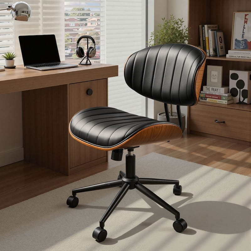 OVIOS Armless Adjustable Ergonomic Office Chair - N/A - Black