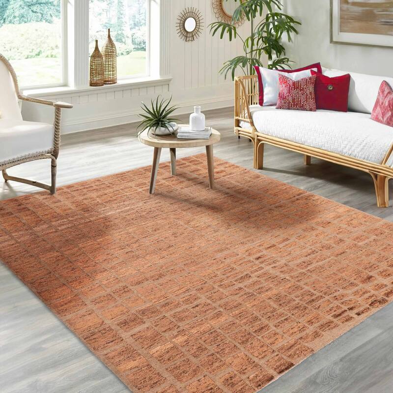 ECARPETGALLERY Hand-knotted Tangier Brown Wool Rug - 8'2 x 9'9