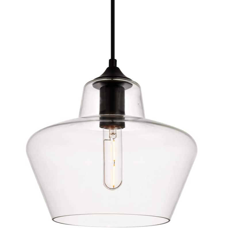 Elegant Lighting Placido Single Light 9-13/16" Wide Mini Pendant with - Black / Clear